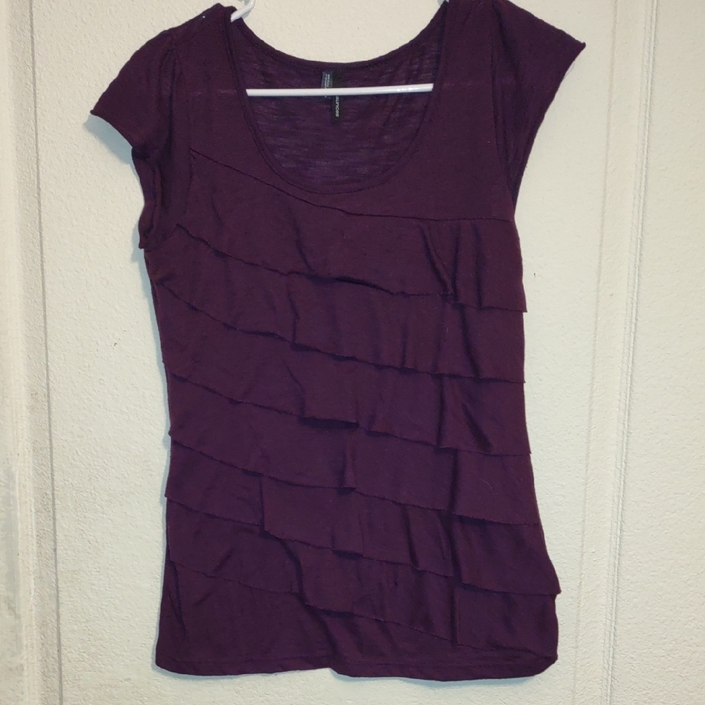 Maurices Purple Ruffled Blouse with Sleeves